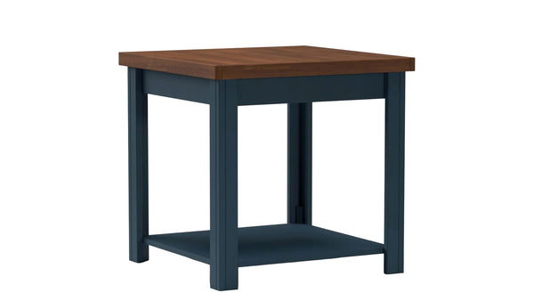 Mesa auxiliar Nantucket Blue Denim con tablero Whiskey